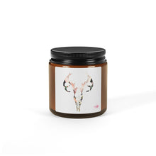 Load image into Gallery viewer, Artistic Skull Scented Soy Candle - Unique Amber Jar Decor