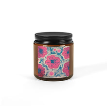 Load image into Gallery viewer, Hand Painted Floral Scented Soy Candle in Amber Jar - Multi-Size