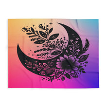 Load image into Gallery viewer, Bohemian Floral Crescent Moon Fleece Blanket - Cozy Home Decor for Dreamers