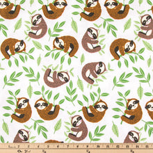Load image into Gallery viewer, Sleepy Sloths Calico Flannel Fabric