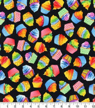 Load image into Gallery viewer, Handmade Placemat Or Table Runner Tiedye Cupcakes on Black