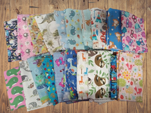 Load image into Gallery viewer, Assorted Children's Flannel - 1/2 Yard Cuts - 20 Prints- Fabric Bundle