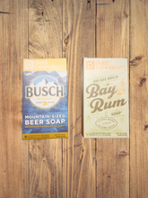 Load image into Gallery viewer, Big Ass Bricks of Soaps -Set of 2 (Bay Rum & Busch, Navel Diplomacy & Gun Smoke, Navel Diplomacy & Bay Rum, Or Busch& Gun Smoke)
