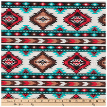Load image into Gallery viewer, Handmade Blanket, Burp Rag/ Security Blanket, and Bib Red & Turquoise Southwest