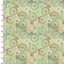 Load image into Gallery viewer, Handmade Placemat Or Table Runner Bunny Kisses & Easter Wishes Blooming Bicycles Green