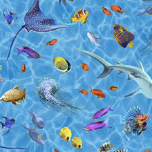Load image into Gallery viewer, Handmade Placemat Or Table Runner Treasures at Sea Spaced Sealife Blue