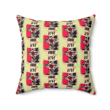 Load image into Gallery viewer, Bold Love Square Pillow - Vibrant Floral Design for Home Decor