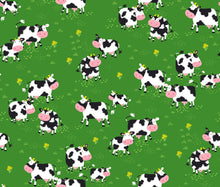 Load image into Gallery viewer, Handmade Blanket, Burp Rag/ Security Blanket, and Bib Cows Green