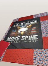 Load image into Gallery viewer, Handmade Patriotic Less Whine more Spine Quilt 56"x 60"