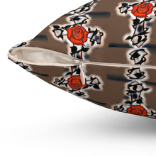 Load image into Gallery viewer, Cross With Rose Square Pillow - Cozy Home Decor Accent