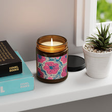 Load image into Gallery viewer, Hand Painted Floral Scented Soy Candle in Amber Jar - Multi-Size