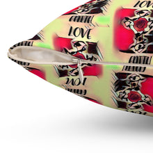 Load image into Gallery viewer, Bold Love Square Pillow - Vibrant Floral Design for Home Decor