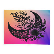 Load image into Gallery viewer, Bohemian Floral Crescent Moon Fleece Blanket - Cozy Home Decor for Dreamers