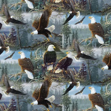 Load image into Gallery viewer, Handmade Single Layer 58"x 72" Fleece Throw Blanket "Bald Eagles ”