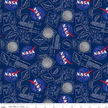 Load image into Gallery viewer, Handmade Placemat Or Table Runner Outer Space by NASA Moon Boots Navy