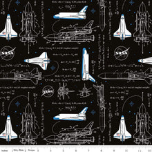 Load image into Gallery viewer, Handmade Placemat Or Table Runner Outer Space by NASA Rocket Math Black