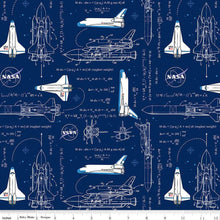Load image into Gallery viewer, Handmade Placemat Or Table Runner Outer Space by NASA Rocket Math Navy