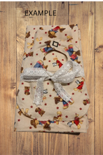 Load image into Gallery viewer, Handmade Blanket, Burp Rag/ Security Blanket, and Bib Nascar Icons Blue