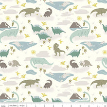 Load image into Gallery viewer, Handmade Blanket, Burp Rag/ Security Blanket, and Bib Roar Dinosaurs Main Cream