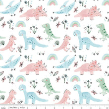 Load image into Gallery viewer, Handmade Blanket, Burp Rag/ Security Blanket, and Bib Dinosaurs White