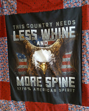 Load image into Gallery viewer, Handmade Patriotic Less Whine more Spine Quilt 56"x 60"