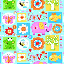 Load image into Gallery viewer, Handmade Blanket, Burp Rag/ Security Blanket, and Bib Nursery Animals Love