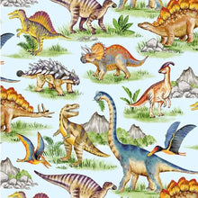 Load image into Gallery viewer, Handmade Placemat Or Table Runner Dinosaur Dino World Blue
