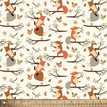 Load image into Gallery viewer, Handmade Blanket, Burp Rag/ Security Blanket, and Bib Climbing Foxes