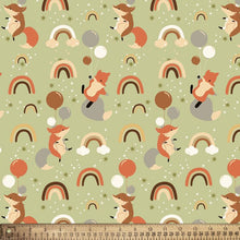 Load image into Gallery viewer, Handmade Blanket, Burp Rag/ Security Blanket, and Bib Foxes and Rainbows