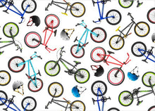 Load image into Gallery viewer, Handmade Placemat Or Table Runner In Motion BMX Bikes White