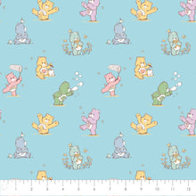 Load image into Gallery viewer, Handmade Blanket, Burp Rag/ Security Blanket, and Bib Care Bears Playful Blue