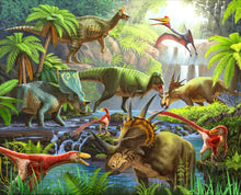 Load image into Gallery viewer, Handmade Tapestry “Dinosaurs in the Jungle”