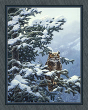 Load image into Gallery viewer, Handmade Tapestry "Winter Vigil Great Horned Owl”