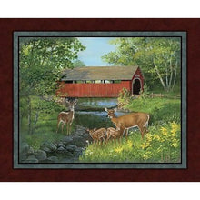 Load image into Gallery viewer, Handmade Tapestry “Covered Bridge Deer”