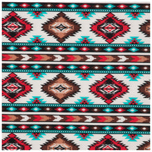 Load image into Gallery viewer, Red & Turquoise Southwest Flannel Fabric