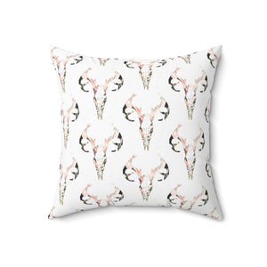 Rustic Skull Print Square Pillow - Bohemian Home Decor