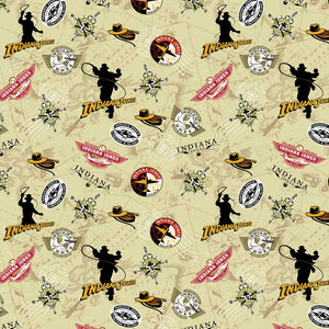 Indiana Jones Globe Trotter Cream Cotton Fabric