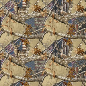 Handmade Valance or Curtain Panel Realtree Deer & Flag Allover Desert
