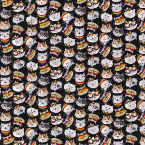 Handmade Placemat Or Table Runner Cool Cats Toss Cotton Fabric