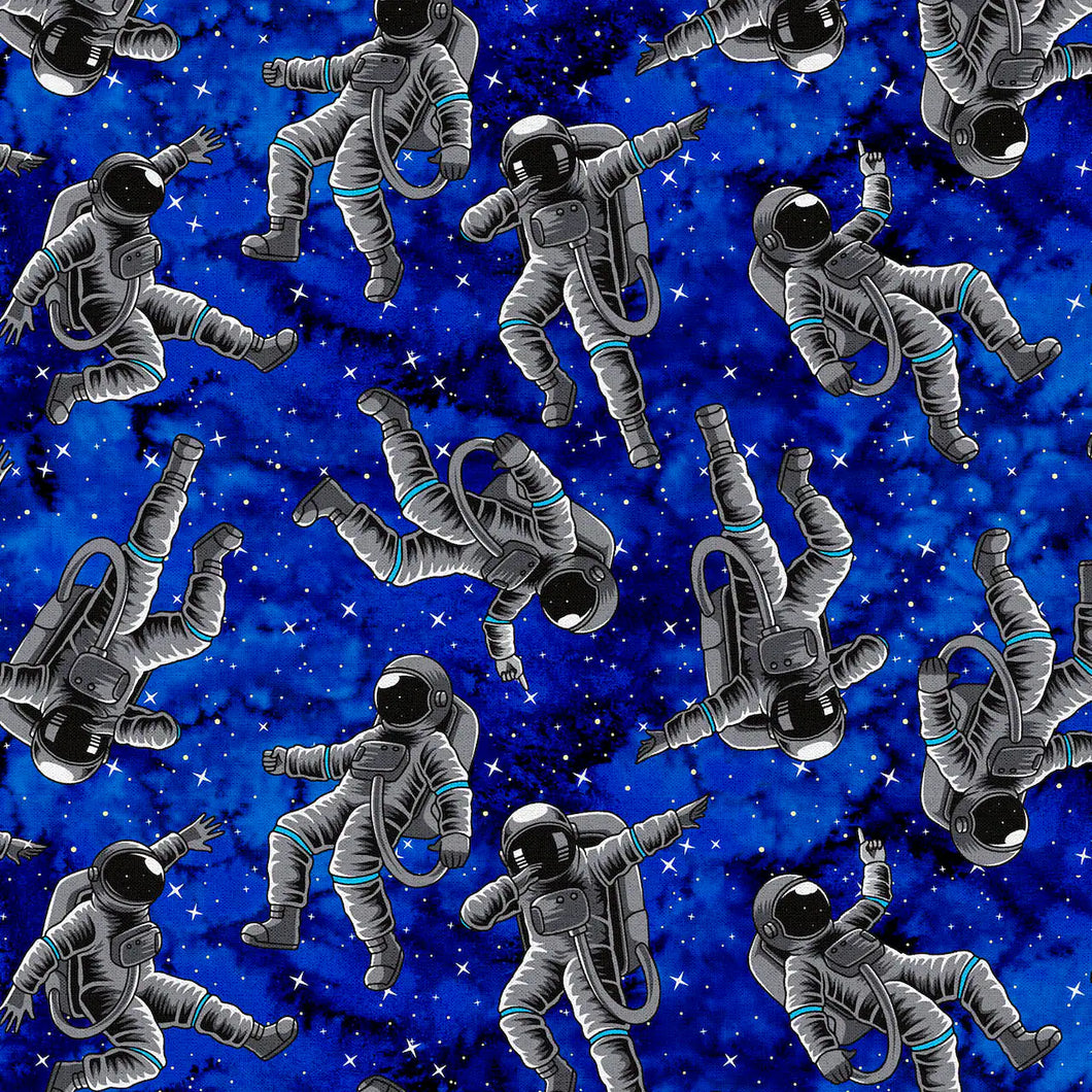 Astronauts Blue Cotton Fabric