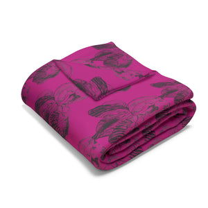 Cozy Arctic Fleece Blanket with Vibrant Pink Floral Design