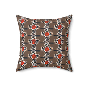 Cross With Rose Square Pillow - Cozy Home Decor Accent