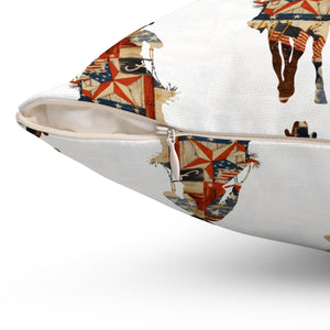 Bohemian Square Pillow with Patriotic Cowboy Design