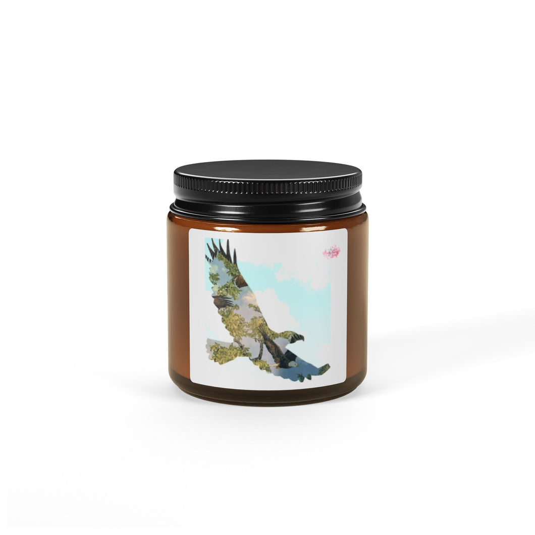 Eagle-Inspired Scented Soy Candle – Amber Jar, Eco-Friendly Aromatherapy