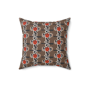 Cross With Rose Square Pillow - Cozy Home Decor Accent