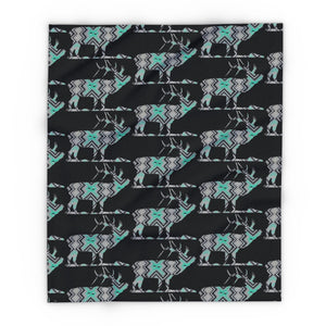 Cozy Arctic Fleece Blanket with Elk Design
