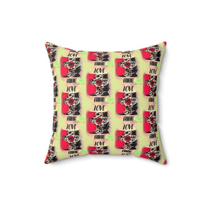 Bold Love Square Pillow - Vibrant Floral Design for Home Decor