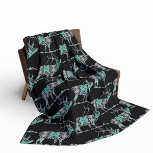 Cozy Arctic Fleece Blanket with Elk Design