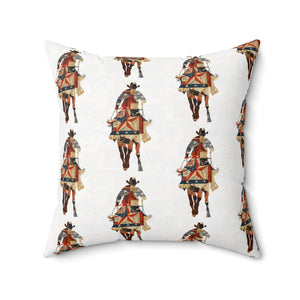 Bohemian Square Pillow with Patriotic Cowboy Design