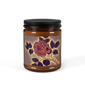 Digital Rose Scented Soy Candle in Amber Jar - Perfect Gift for Romantic Occasions